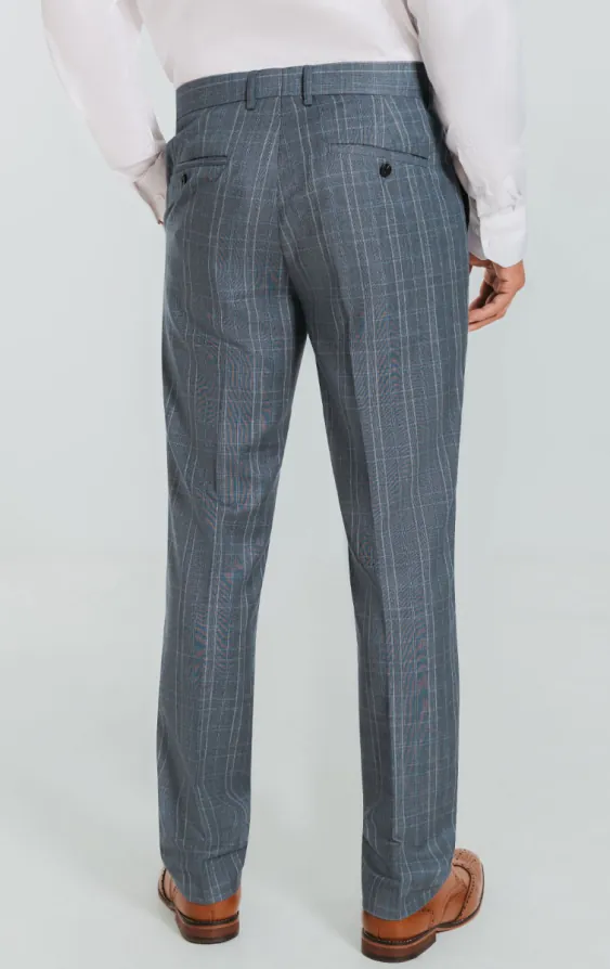 Pantalon de costume à carreaux bleu clair avec revers à pointe - photo 2