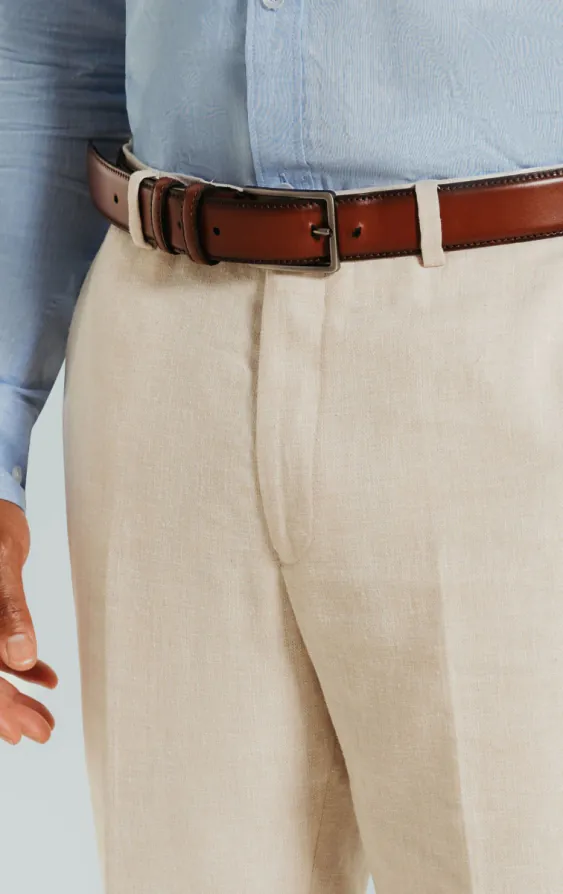 Pantalon en lin couleur crème coupe slim - photo 1