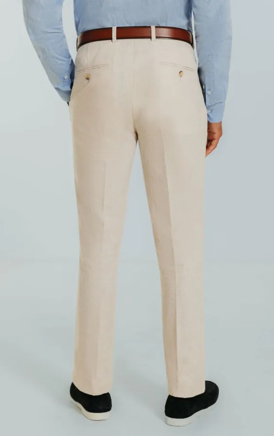 Pantalon en lin couleur crème coupe slim - photo 2