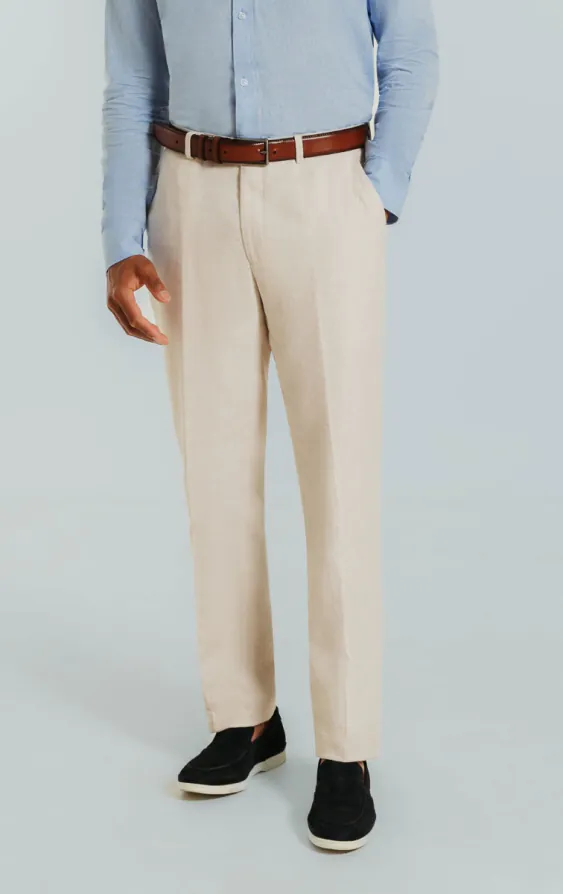 Pantalon en lin couleur crème coupe slim