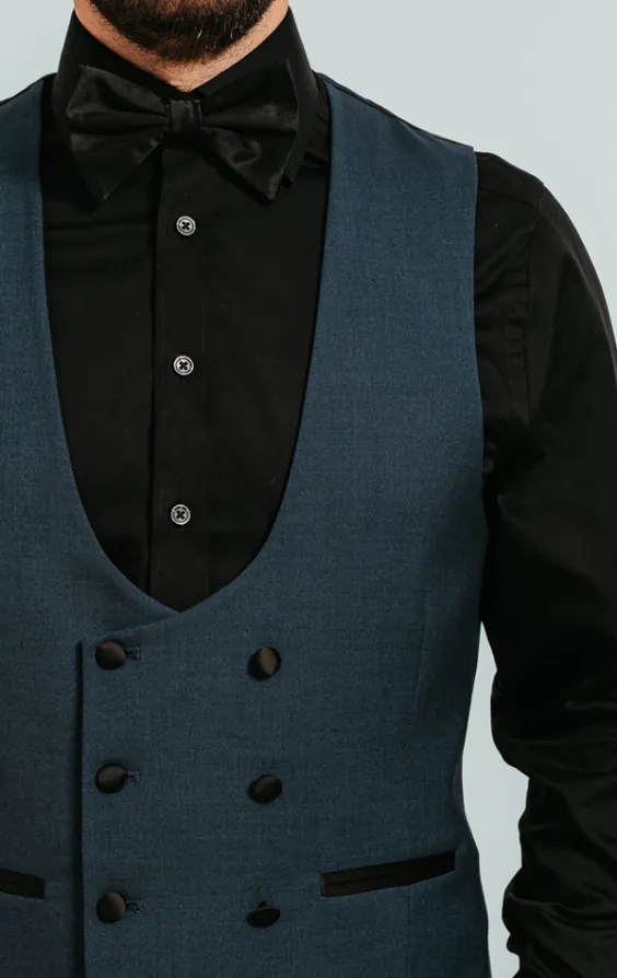 Gilet de smoking croisé sarcelle - photo 1