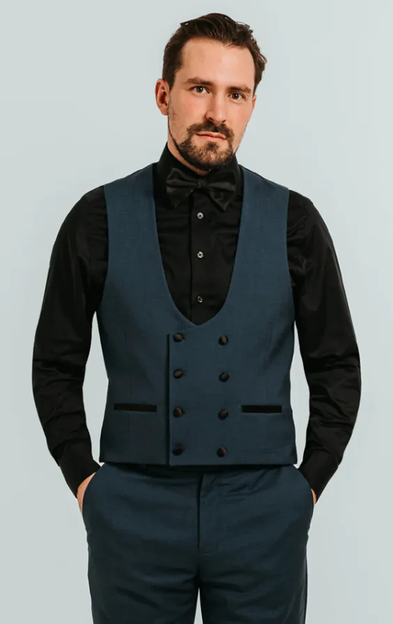 Gilet de smoking croisé sarcelle