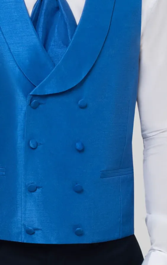 Gilet de jaquette croisé à col châle doupion bleu roi - photo 3