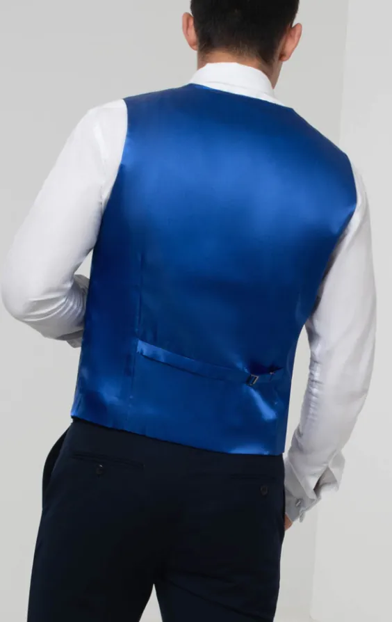 Gilet de jaquette croisé à col châle doupion bleu roi - photo 4