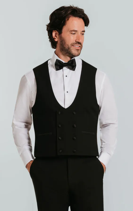 Gilet de smoking croisé noir