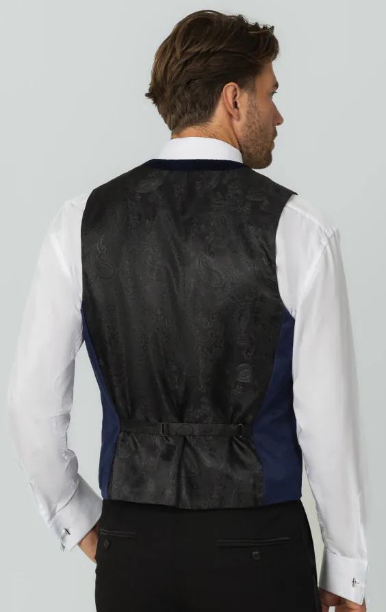 Gilet croisé de smoking en velour motif cachemire bleu marine - photo 2 Gilet croisé de smoking en velour motif cachemire bleu marine - photo 2