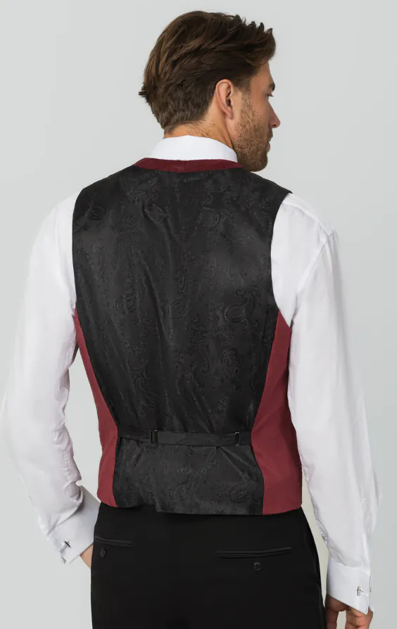 Gilet croisé de smoking en velour motif cachemire bordeaux - photo 2 Gilet croisé de smoking en velour motif cachemire bordeaux - photo 2