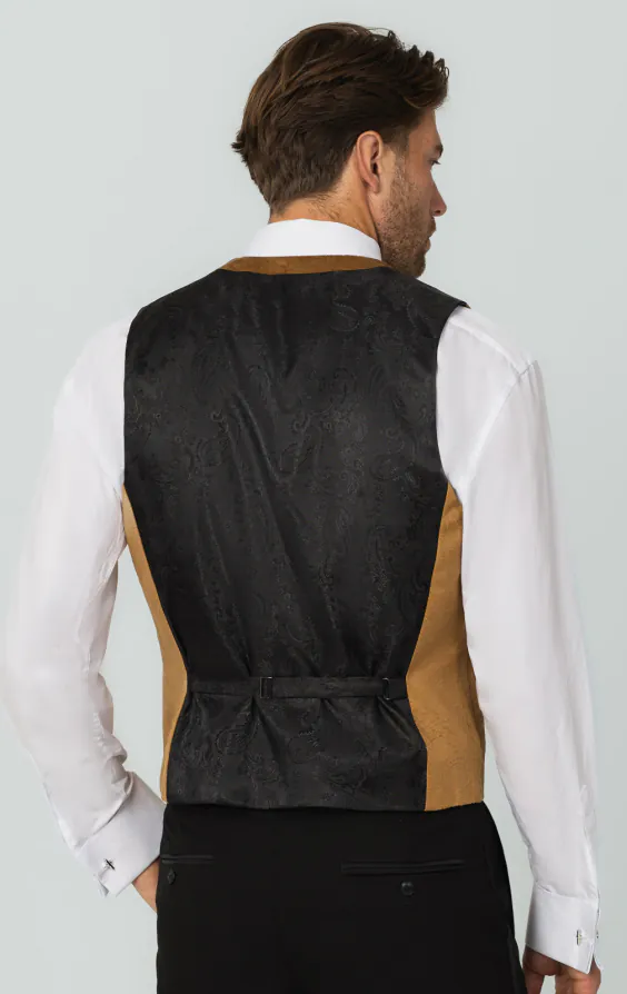 Gilet croisé de smoking en velour motif cachemire or - photo 2 Gilet croisé de smoking en velour motif cachemire or - photo 2