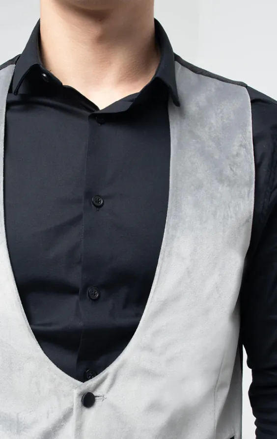 Gilet de smoking velour argent - photo 1