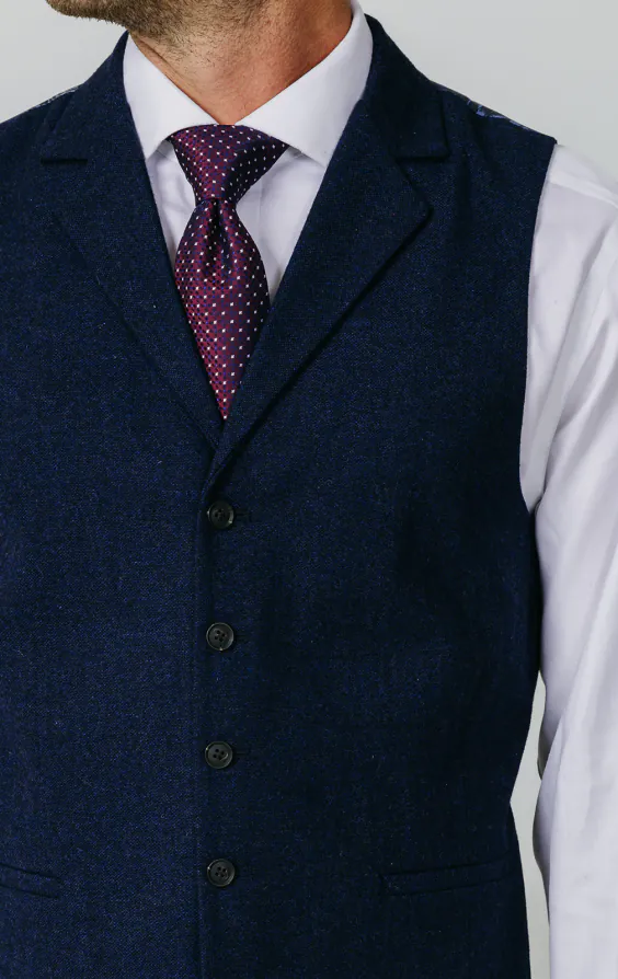 Gilet tweed Donegal bleu marine à revers cranté - photo 1 Gilet tweed Donegal bleu marine à revers cranté - photo 1