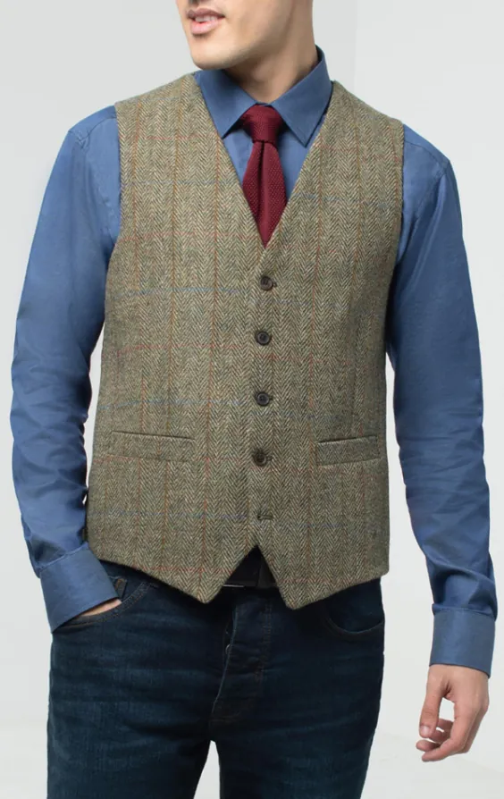 Harris Tweed Veste verte à gros carreaux - photo 5