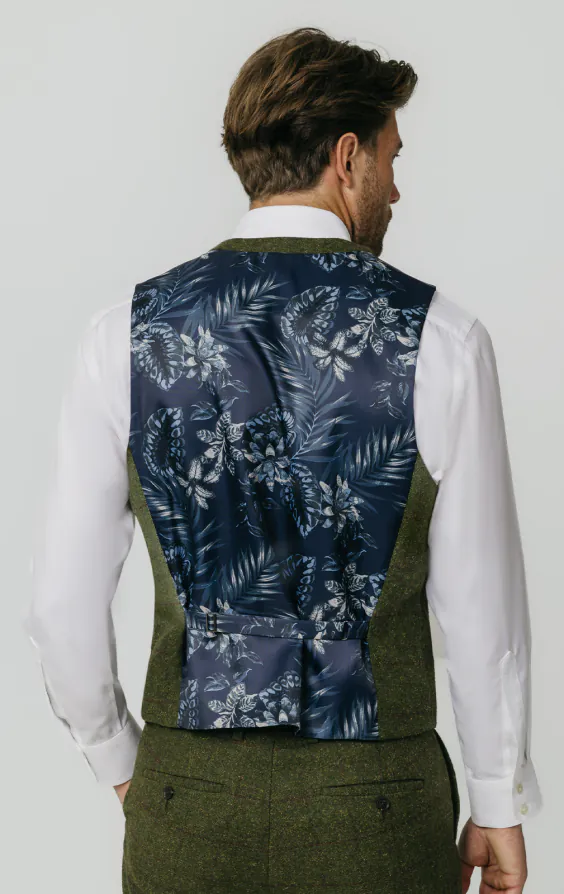 Gilet en tweed vert à gros carreaux - photo 2