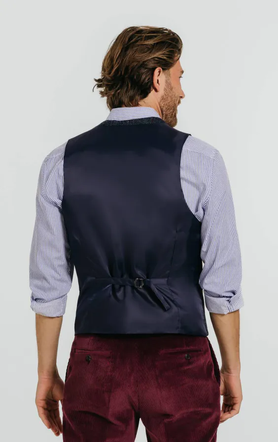 Harris Tweed Gilet bleu foncé à gros carreaux - photo 2