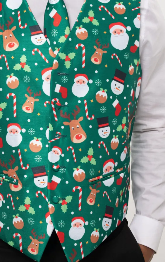 Gilet de Noël vert Père Noël & amis - photo 1 Gilet de Noël vert Père Noël & amis - photo 1