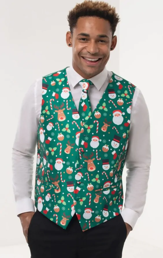 Gilet de Noel Vert Pere Noel Amis Dobell