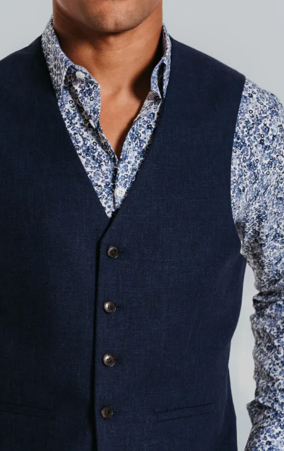 Gilet en lin bleu marine - photo 1