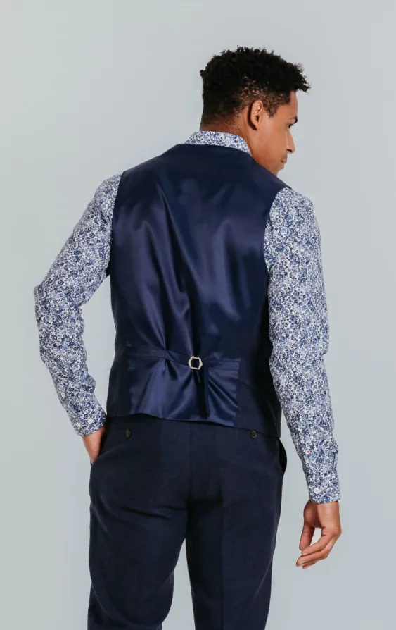 Gilet en lin bleu marine - photo 2