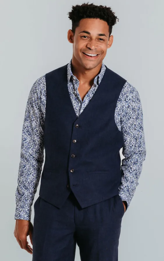 Gilet en lin bleu marine
