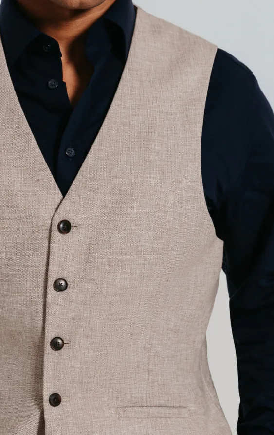 Gilet en lin sable - photo 1