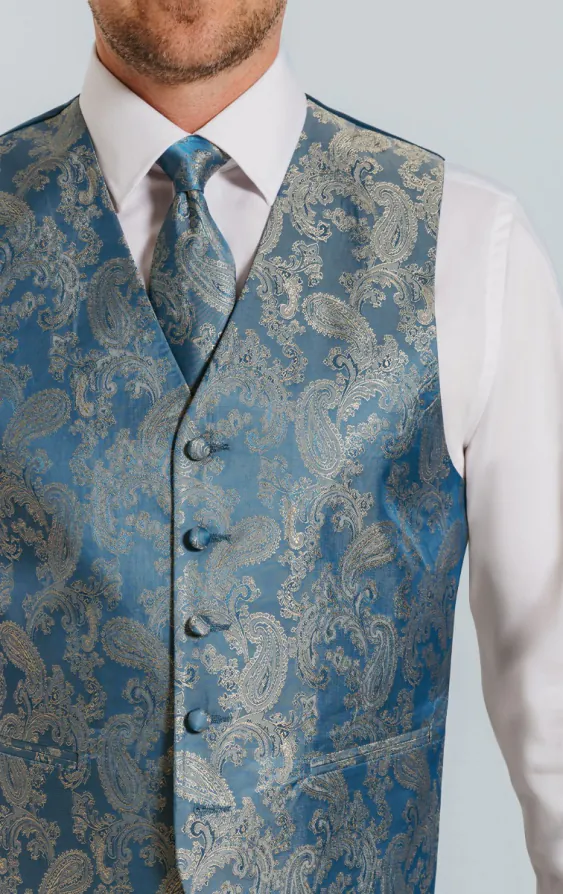Gilet bleu dragée motif cachemire - photo 2 Gilet bleu dragée motif cachemire - photo 2