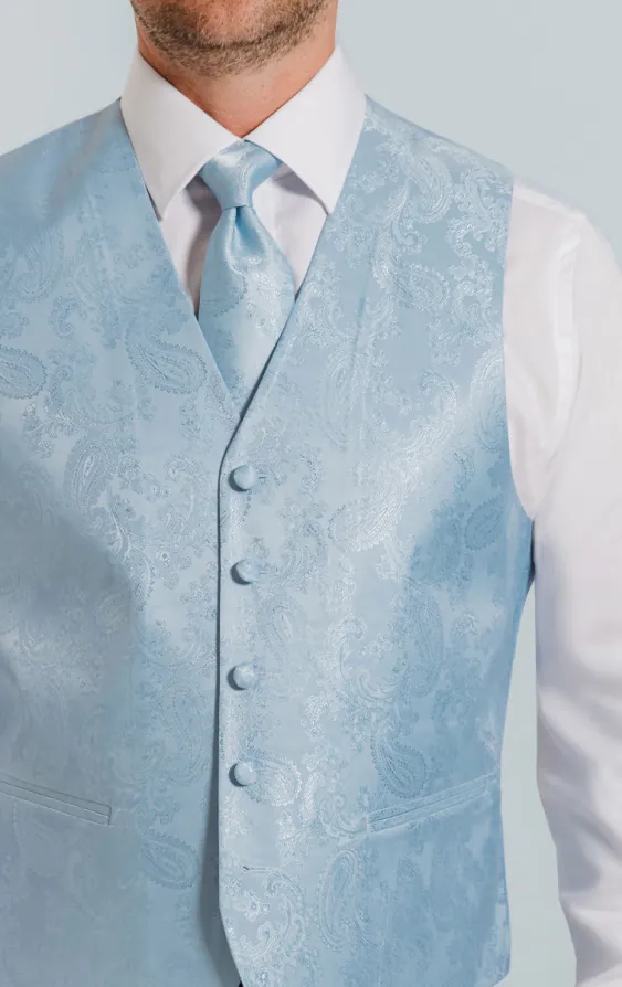 Gilet bleu clair motif cachemire - photo 2