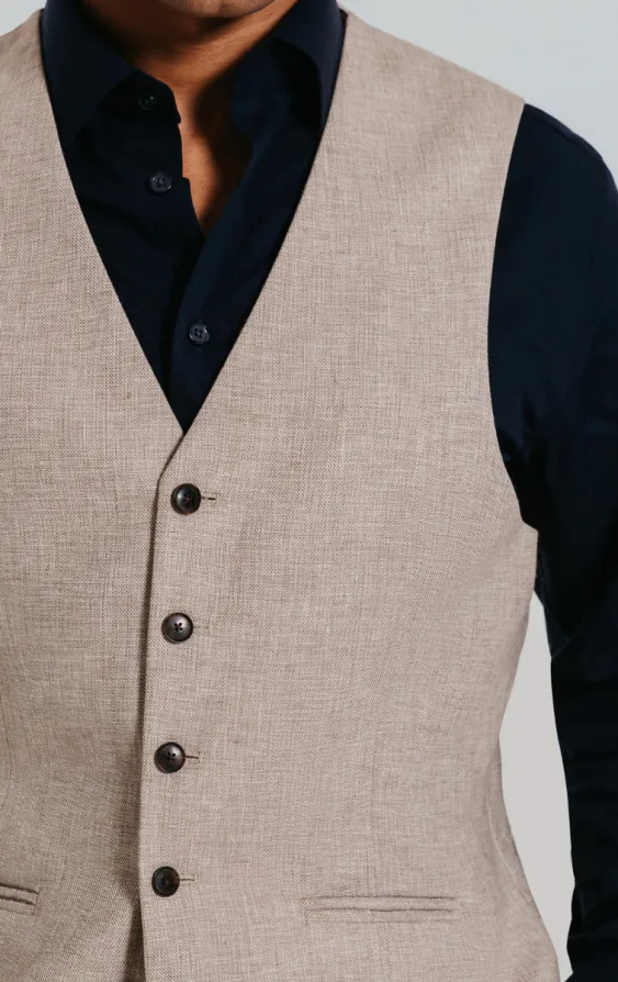 Gilet en lin sable coupe slim - photo 1