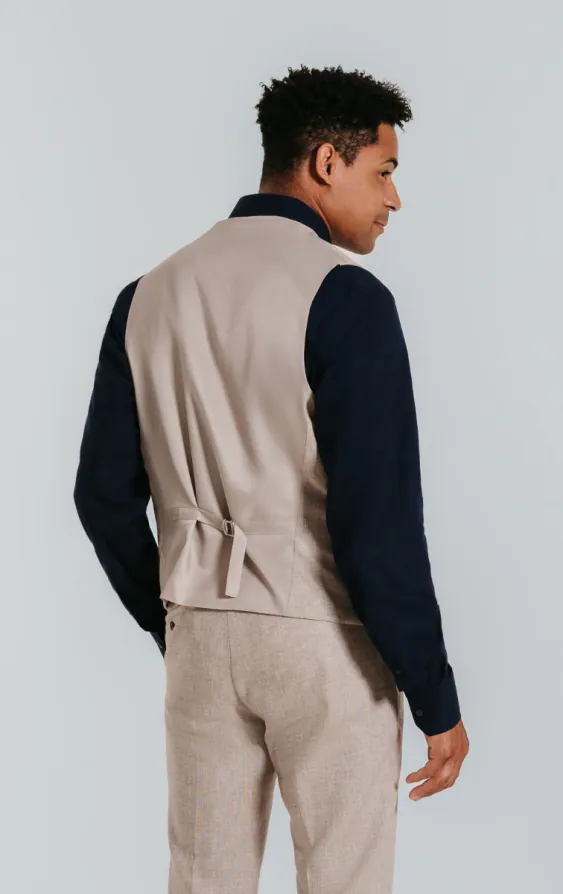 Gilet en lin sable coupe slim - photo 2
