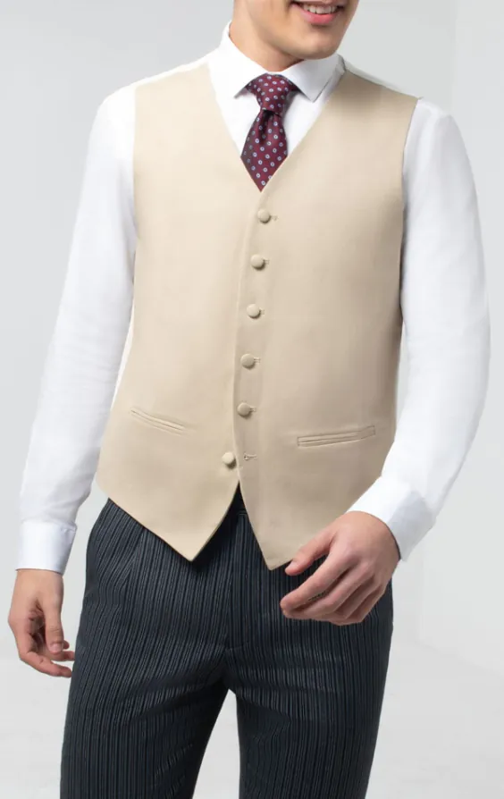 Gilet de jaquette doré/chamois coupe droite Gilet de jaquette doré/chamois coupe droite