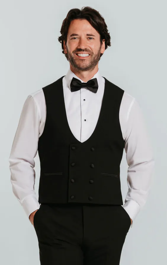 Gilet de smoking croisé noir Coupe Slim