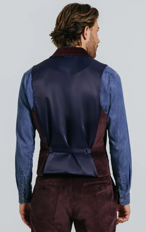 De Luxe Bleu Marine Tweed Donegal Gilet Avec Revers