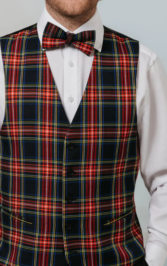 Gilet à carreaux en tartan bleu marine - photo 1