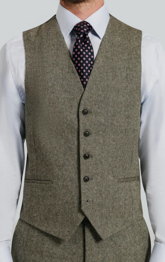 Gilet tweed vert sauge à chevrons - photo 1 Gilet tweed vert sauge à chevrons - photo 1