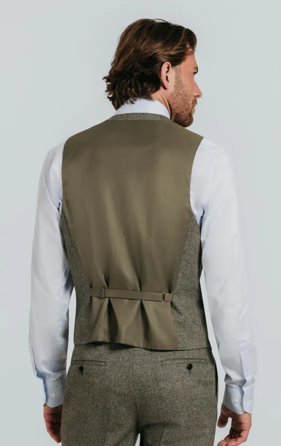 Gilet tweed vert sauge à chevrons - photo 2 Gilet tweed vert sauge à chevrons - photo 2