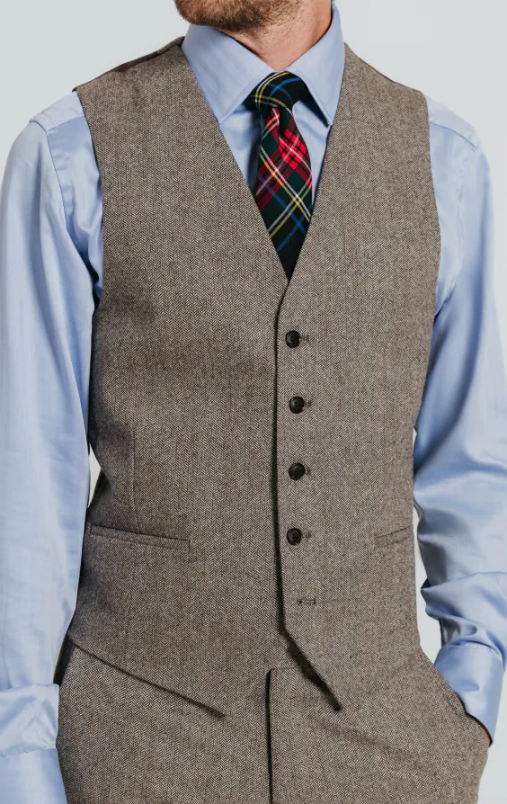 Gilet tweed marron à chevrons - photo 1 Gilet tweed marron à chevrons - photo 1