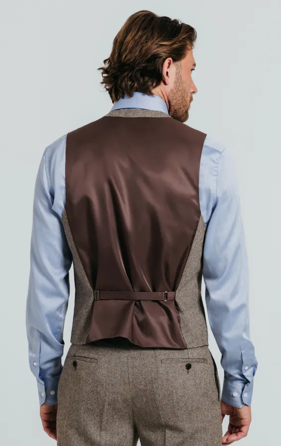 Gilet tweed marron à chevrons - photo 2 Gilet tweed marron à chevrons - photo 2