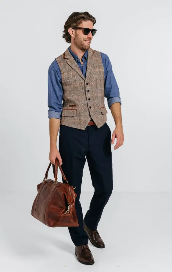 Gilet Femme CAbi Tweed Laine Mélangée – Taille M – Carreaux Multicolore – Occasion