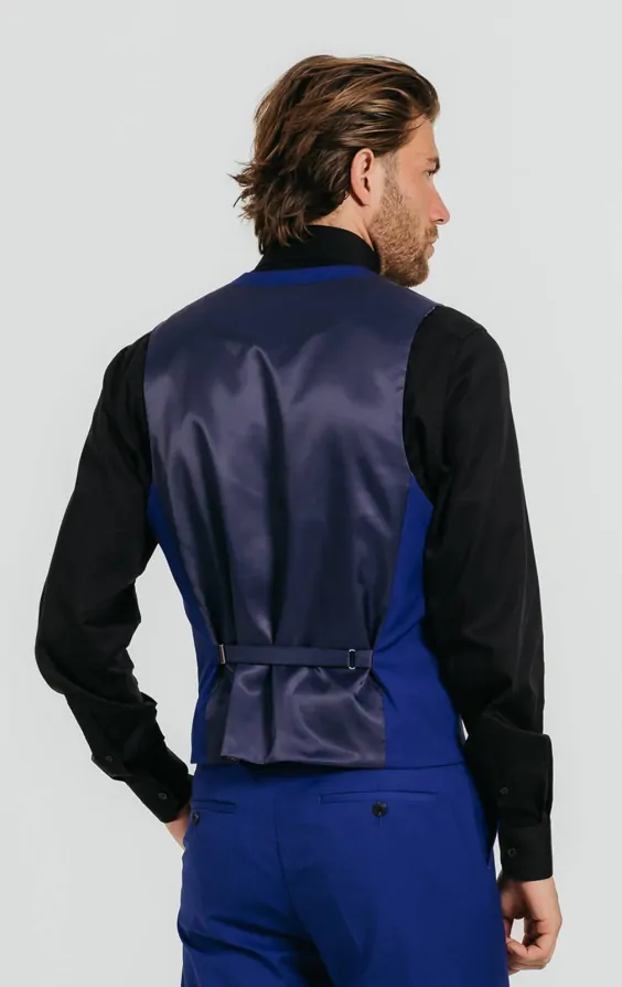 Gilet Longue Et Cravate Smoking Mel Howard - Bleu Chandelle - Taille L/XL