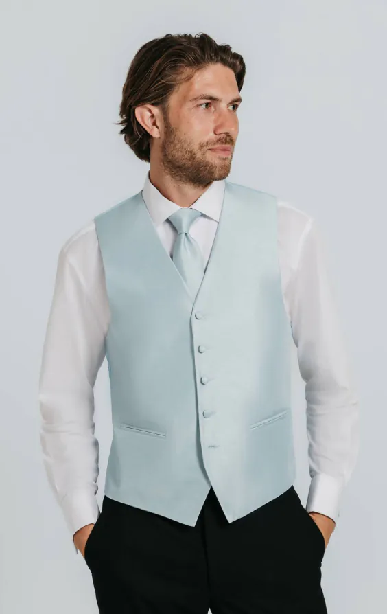 Gilet doupion bleu poudré