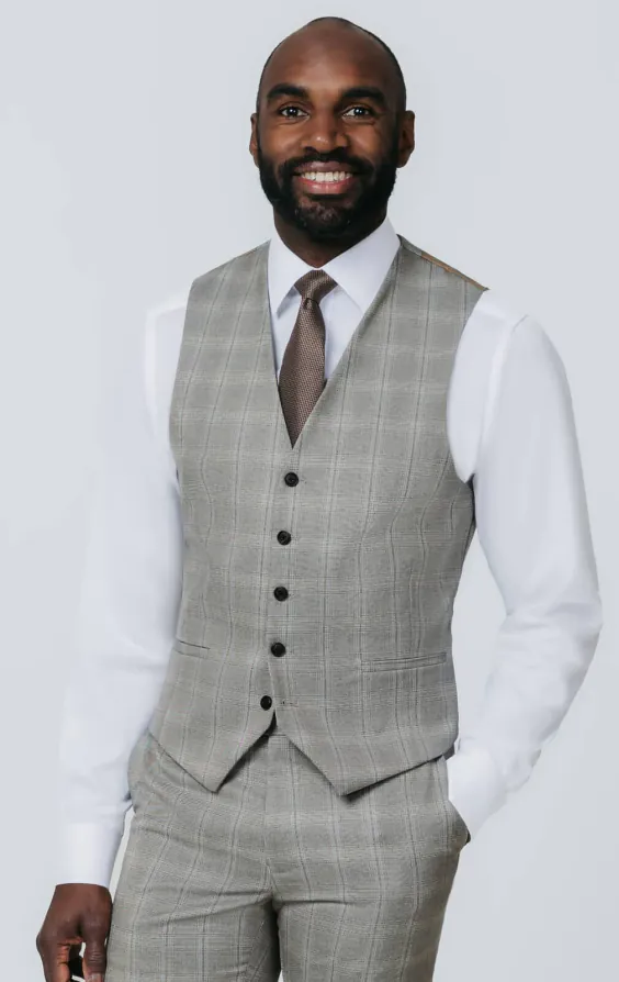 Gilet à carreaux taupe Gilet à carreaux taupe