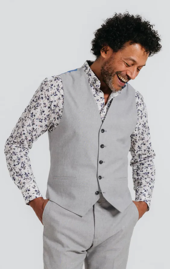 Gilet en lin gris clair