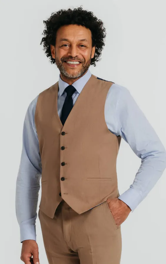 Gilet en sergé de lin marron