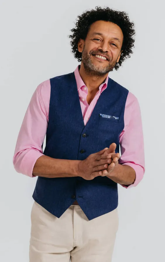 Gilet texturée bleu marine Gilet texturée bleu marine