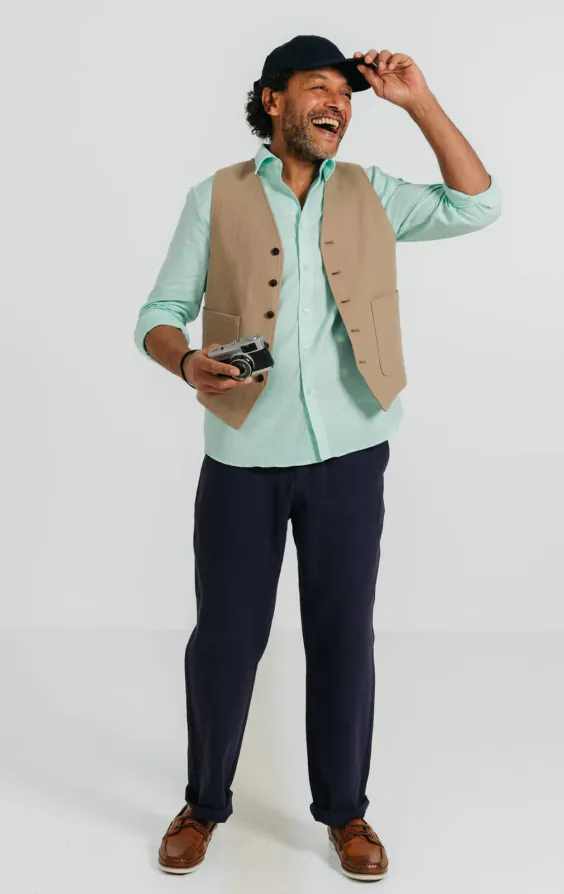 Gilet en sergé de lin beige - photo 1