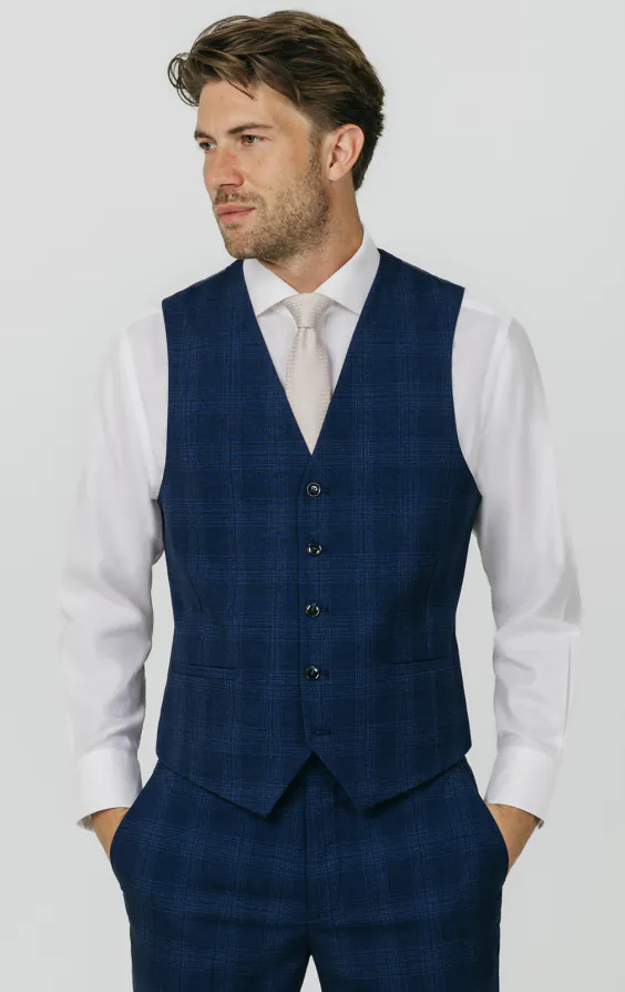 Gilet à carreaux ombragé bleu roi Gilet à carreaux ombragé bleu roi
