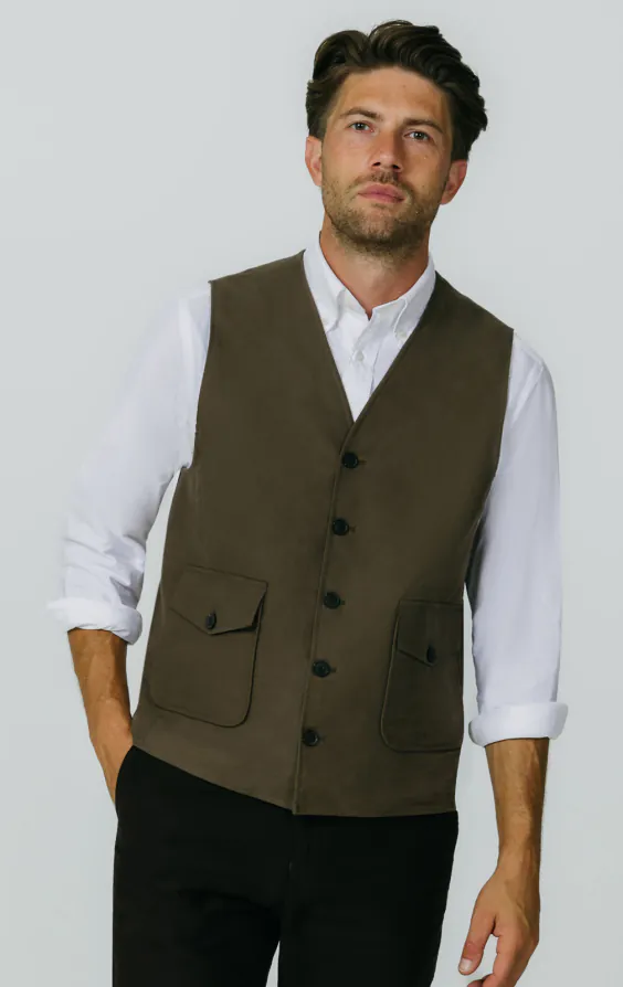 Gilet en moleskine olive Gilet en moleskine olive