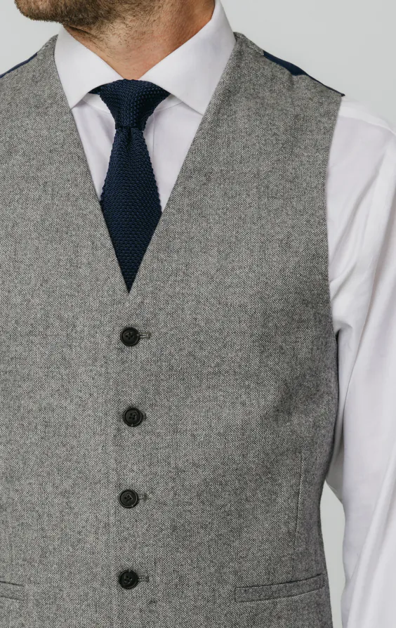 Gilet en tweed Donegal gris clair - photo 1