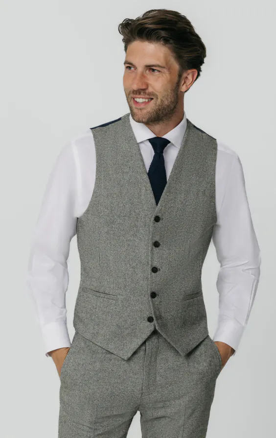 Gilet en tweed Donegal gris clair