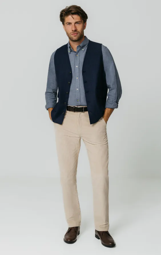 Gilet en tweed bleu marine à chevrons avec poches plaquées - photo 1 Gilet en tweed bleu marine à chevrons avec poches plaquées - photo 1