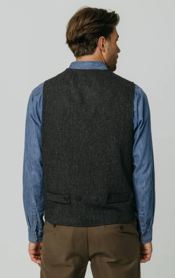 Gilet en tweed barleycorn gris avec poches plaquées - photo 3 Gilet en tweed barleycorn gris avec poches plaquées - photo 3