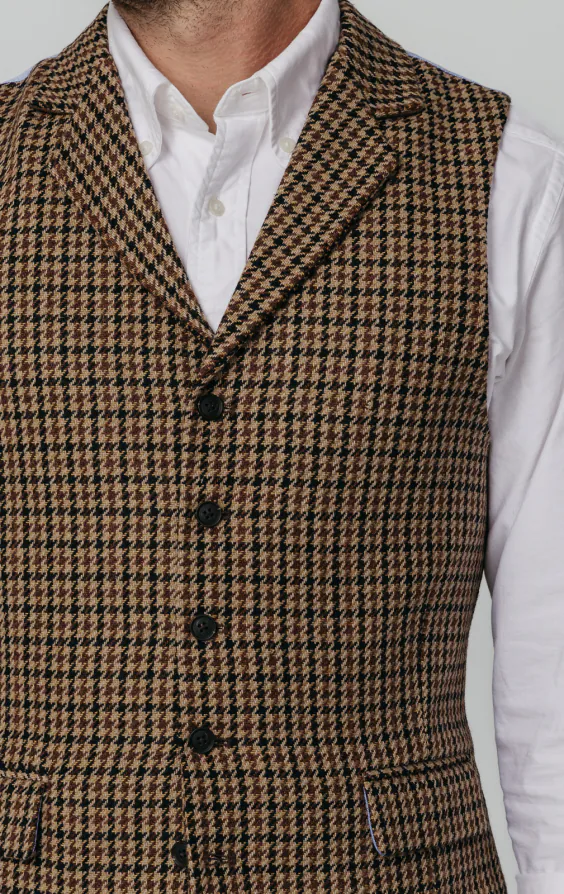 Gilet en tweed pied-de-poule marron - photo 2